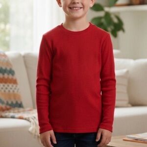 CAT & JACK Crew Neck Long Sleeve Tee, Unisex Kids Size M, Red